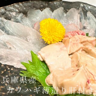 本日のおすすめ ︎兵庫　カワハギ薄造り肝付き ︎愛媛　白寿真鯛…